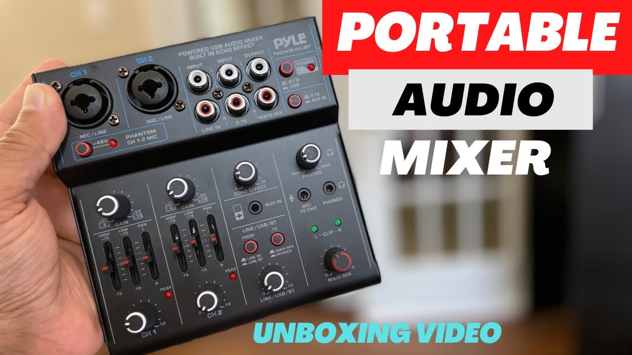 Unboxing and Overview of Wireless 4-channel Portable DJ Audio Mixer by Pyle with bluetooth input!