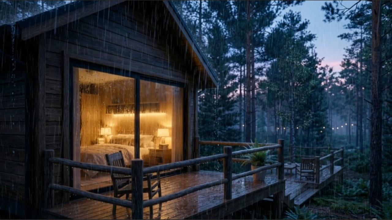 Rain at Cozy Cabin in the Forest │ Relaxing Rain Sounds for Deep Sleep
