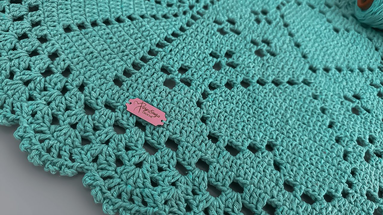 Tapete de crochê Oval de coração Verde Água: Aula 1
