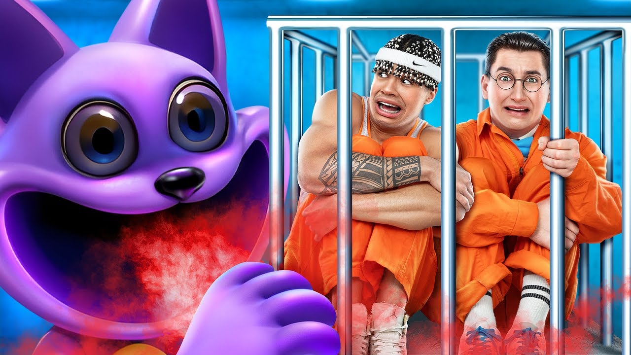 Atlet Dan Kutu Buku Vs Catnap Di Penjara! Trik Lucu Di Penjara! BODOH vs CERDAS!