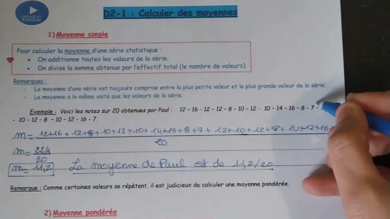 4D2 - 1  :  Calculer des  moyennes