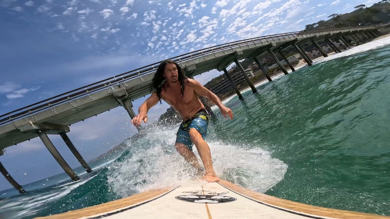 Surfing Scripps Pier on Da Gerry Lopez Foamie 🌊🏄‍♂️
