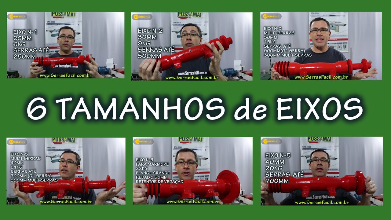 6 TAMANHOS de EIXOS Especiais, ideal para Serra Circular