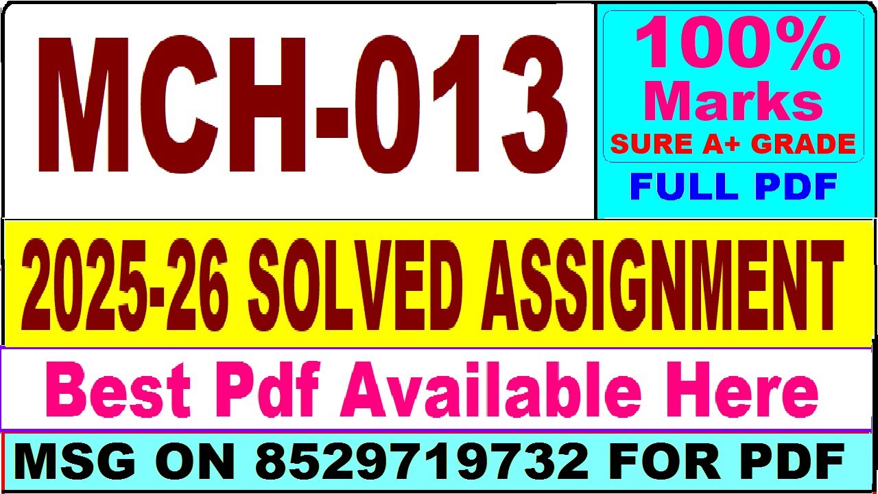 MCH 013 solved assignment 2025-26 || mch 013 solved assignment 2026 in English || ignou mch13