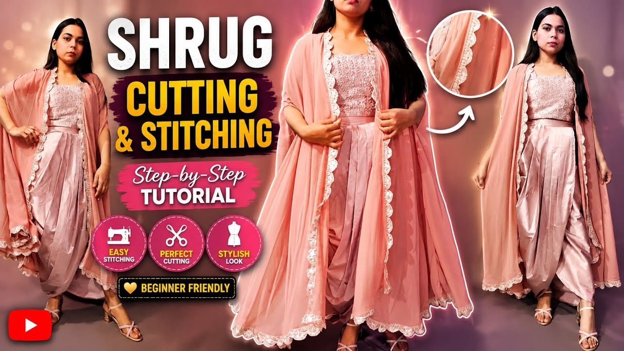 Cap Shrug cutting and stitching /Dupatta style shru cutting and stitching | Dress | fashion design