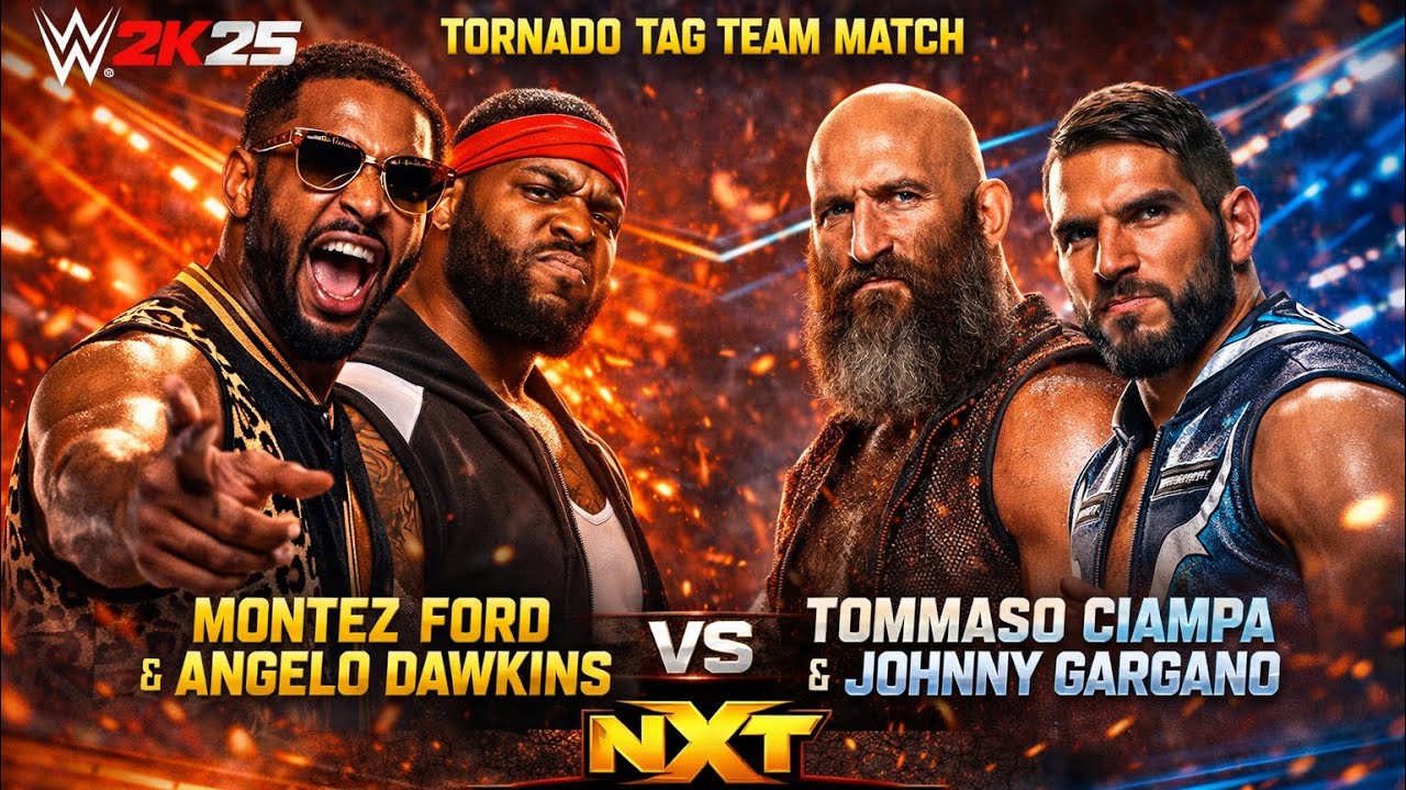 Wwe 2k25 montez ford and angelo dawkings vs tommaso ciampa and johny gargano tagteamatch at nxt  