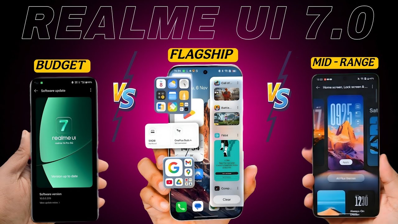realme UI 7 in Flagship VS realme UI 7 in MidRange Vs Realme UI 7 in Budget  Difference & Changed 💥