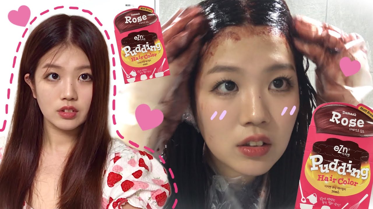 ˚₊·*♡̷̷̷ ₊˚셀프염색 브이로그~♡ / 레드브라운 염색 / 웜톤염색 / 푸딩 염색약 / 다마스크 로즈 / 올리브영 염색약