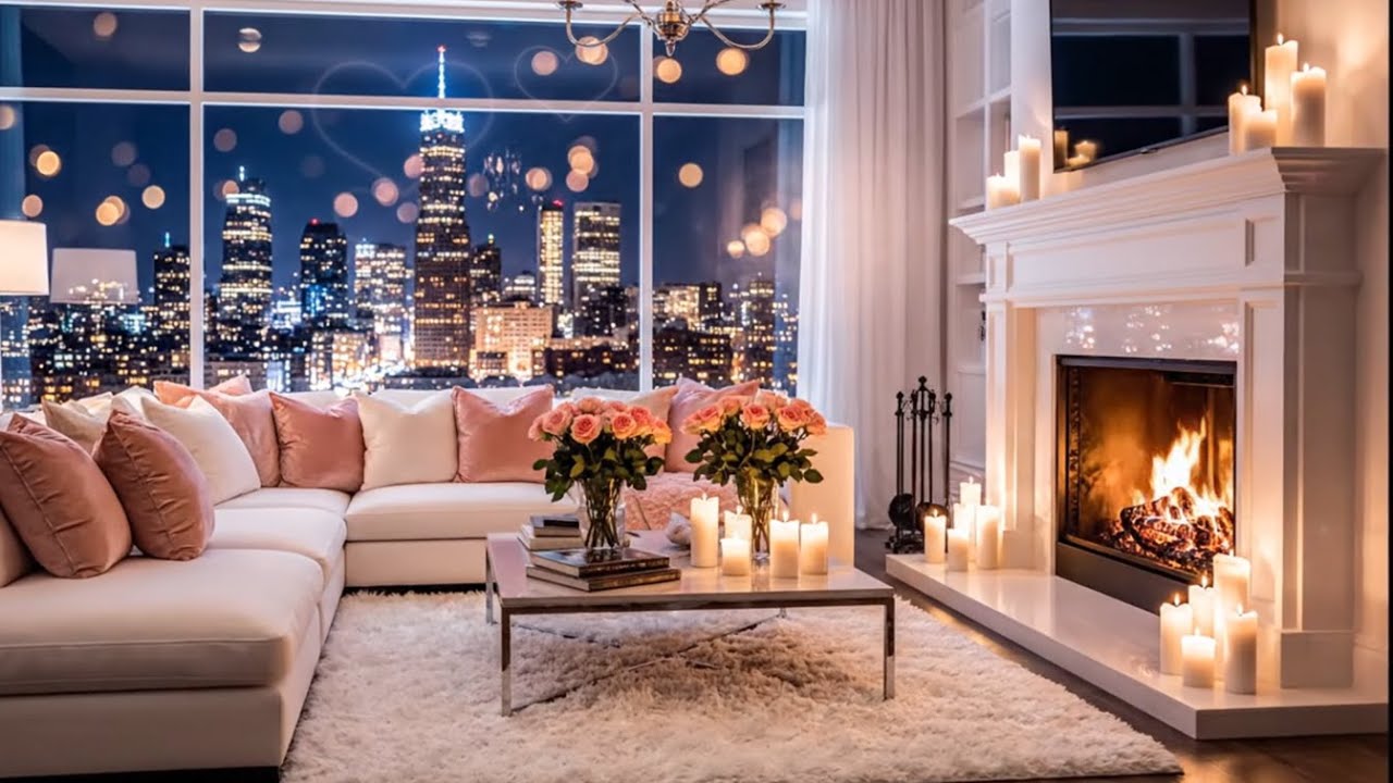 Valentine Fireplace ❤️ Cozy Fire Ambience & Relaxing Romantic Music