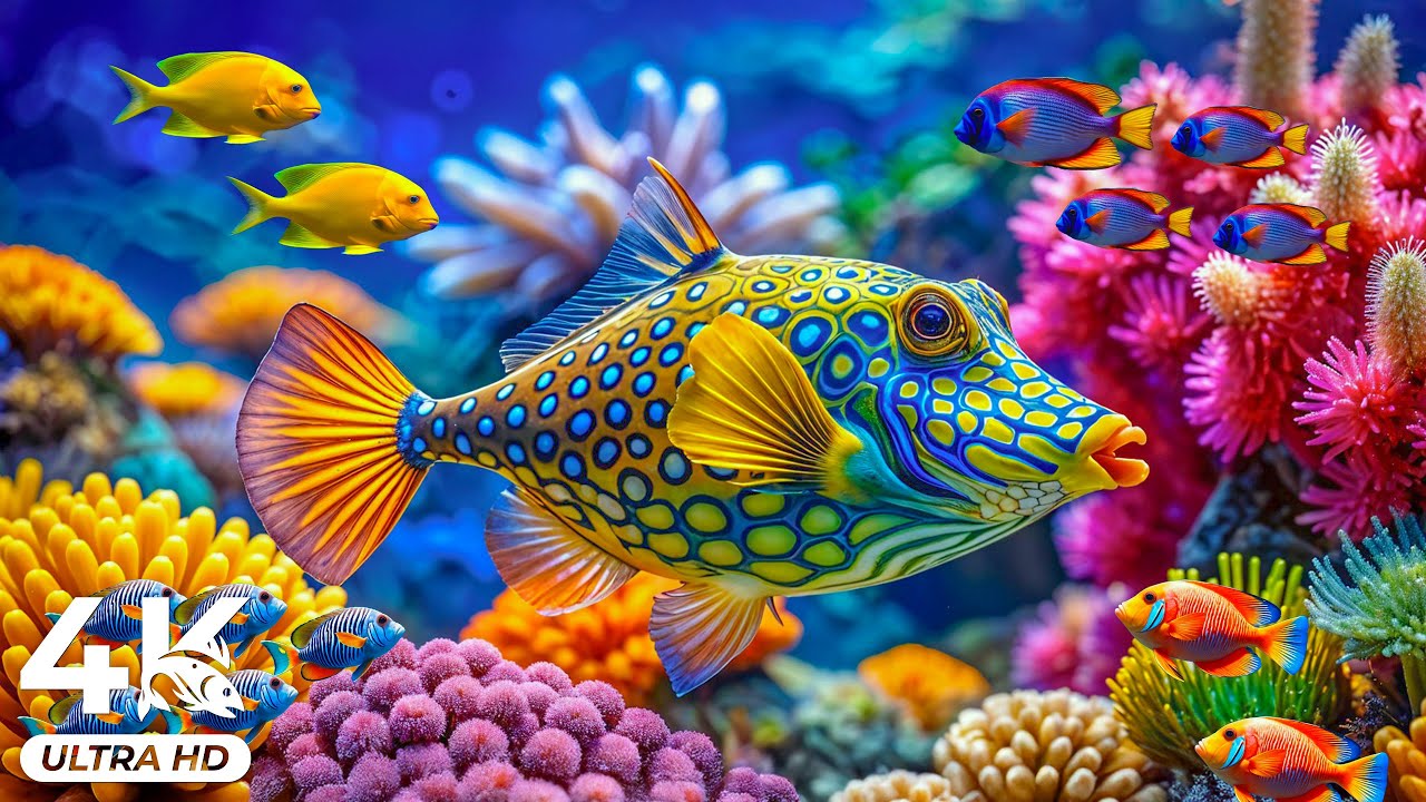 DREAM AQUARIUM 4K - Beautiful Marine Life, Sea Animals & Coral Reef - Soothing Tank Sounds