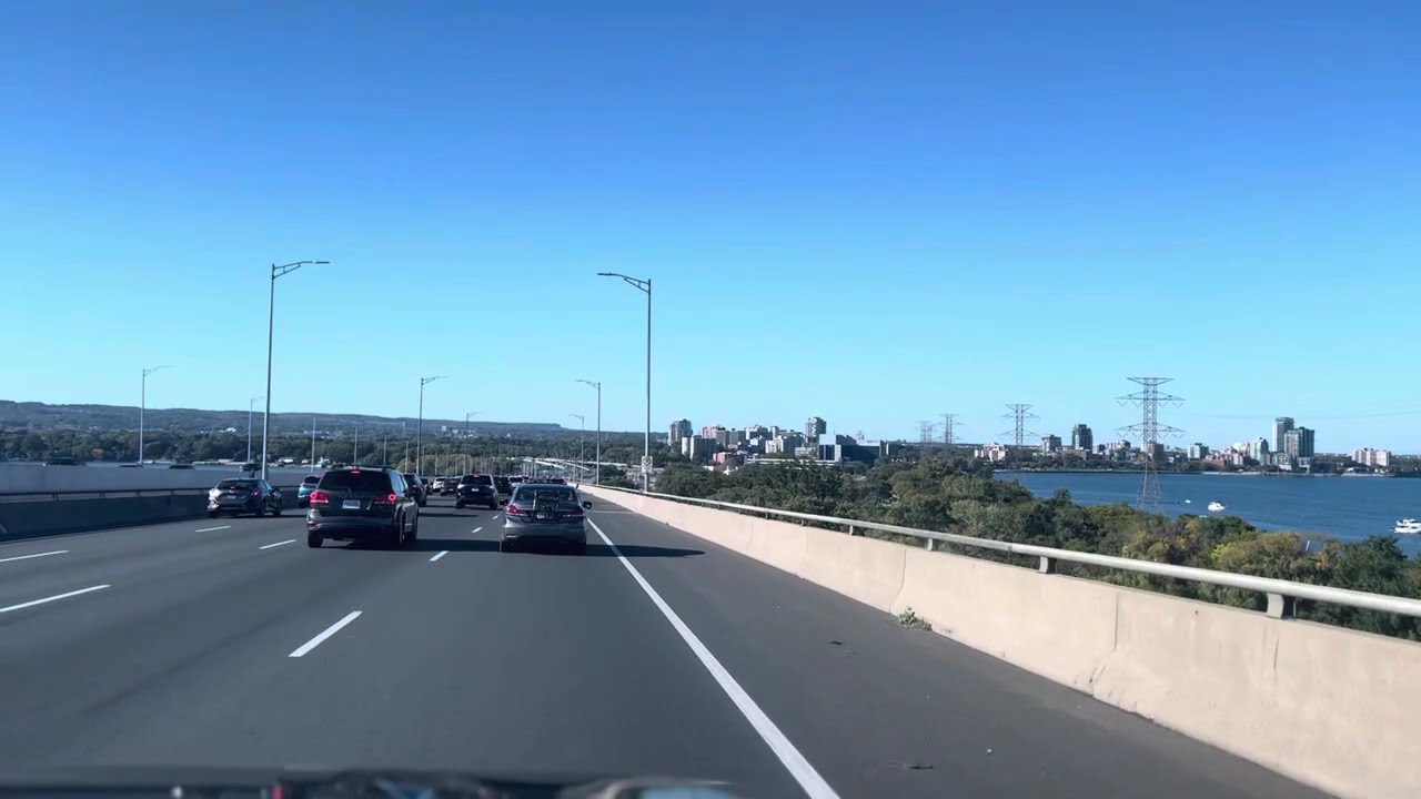 Driving Across Burlington Skyway Bridge & Walking by Lake Ontario | Hamilton & Burlington 