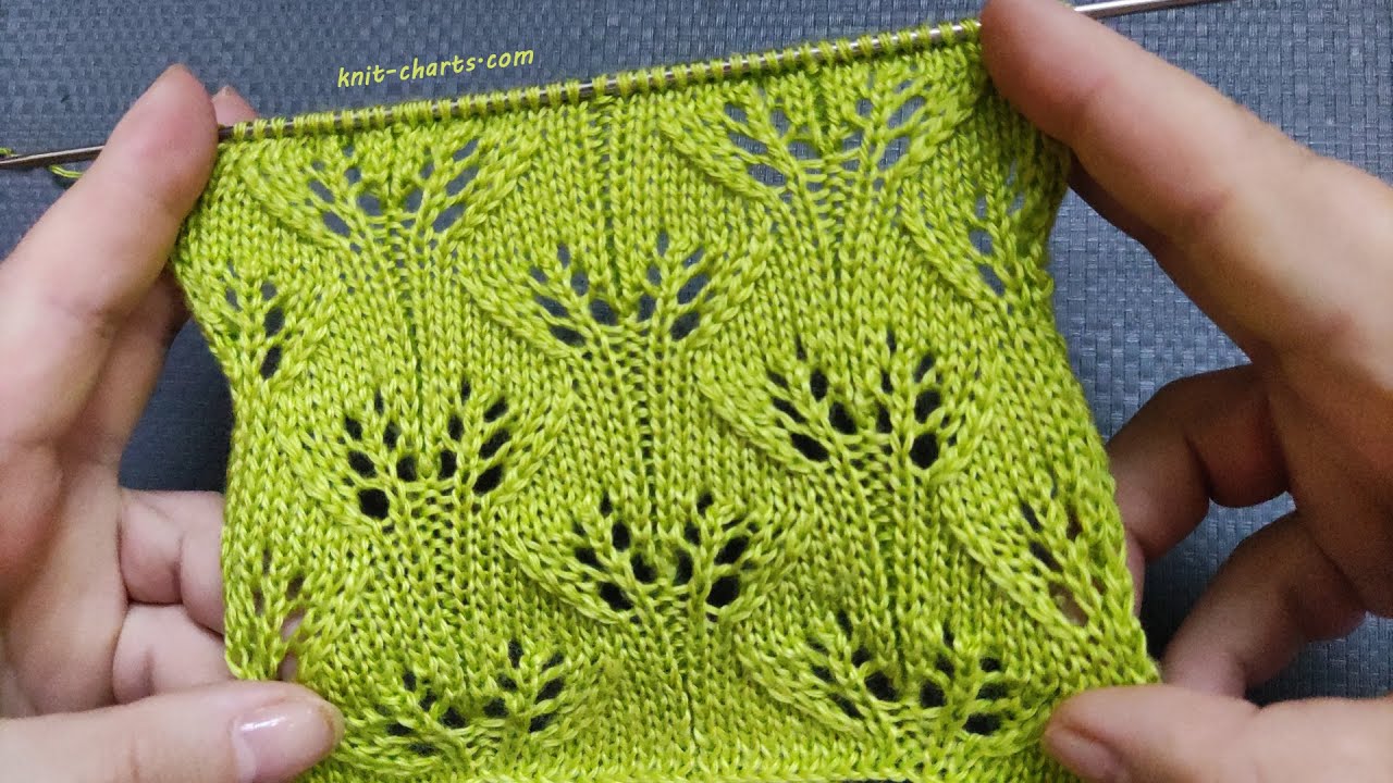 Leaves Knit Stitch Pattern | Blattmuster stricken | Punto hojas a dos agujas | Punto foglie ai ferri