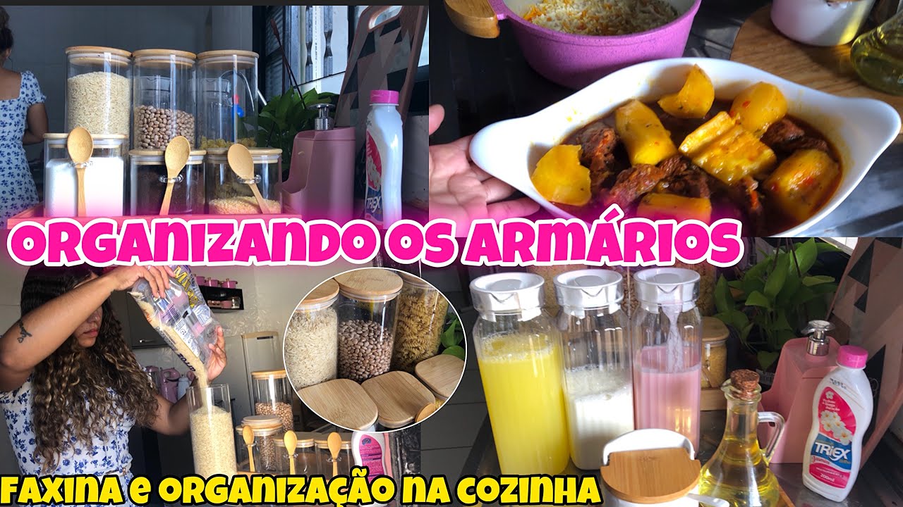 VLOG: FAXINA PESADA NA COZINHA| arrumando meus Armários, decorei a cozinha, organização, fiz almoço,