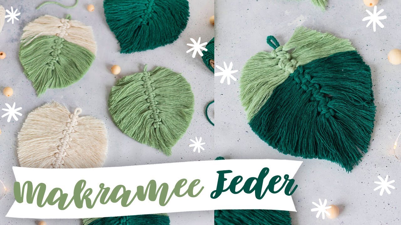 Makramee Feder für DIY Wandbehang und Schlüsselanhänger | Boho Makramee Blatt knüpfen | TRYTRYTRY