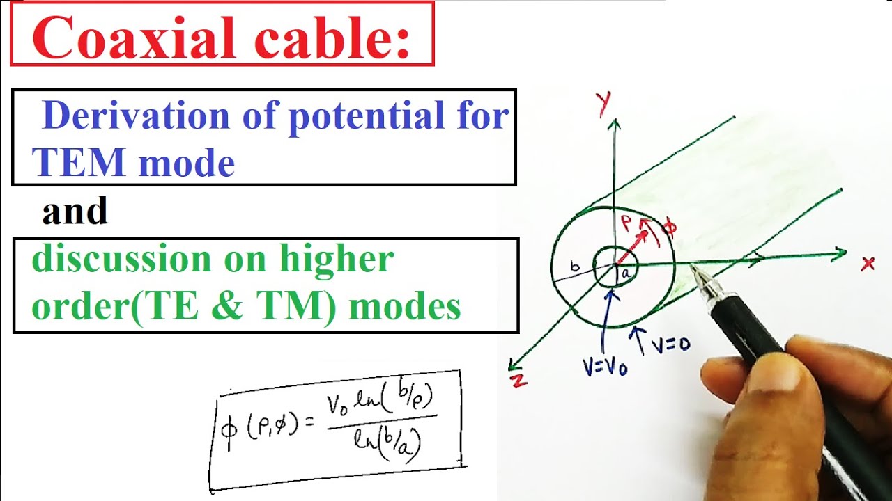 Coaxial cable || Derivation of potential for TEM mode and discussion on higher order(TE & TM) modes