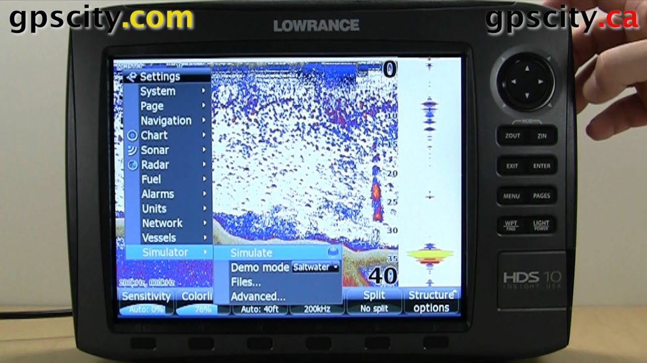 Simulation Mode on the Lowrance HDS 10 Generation 2