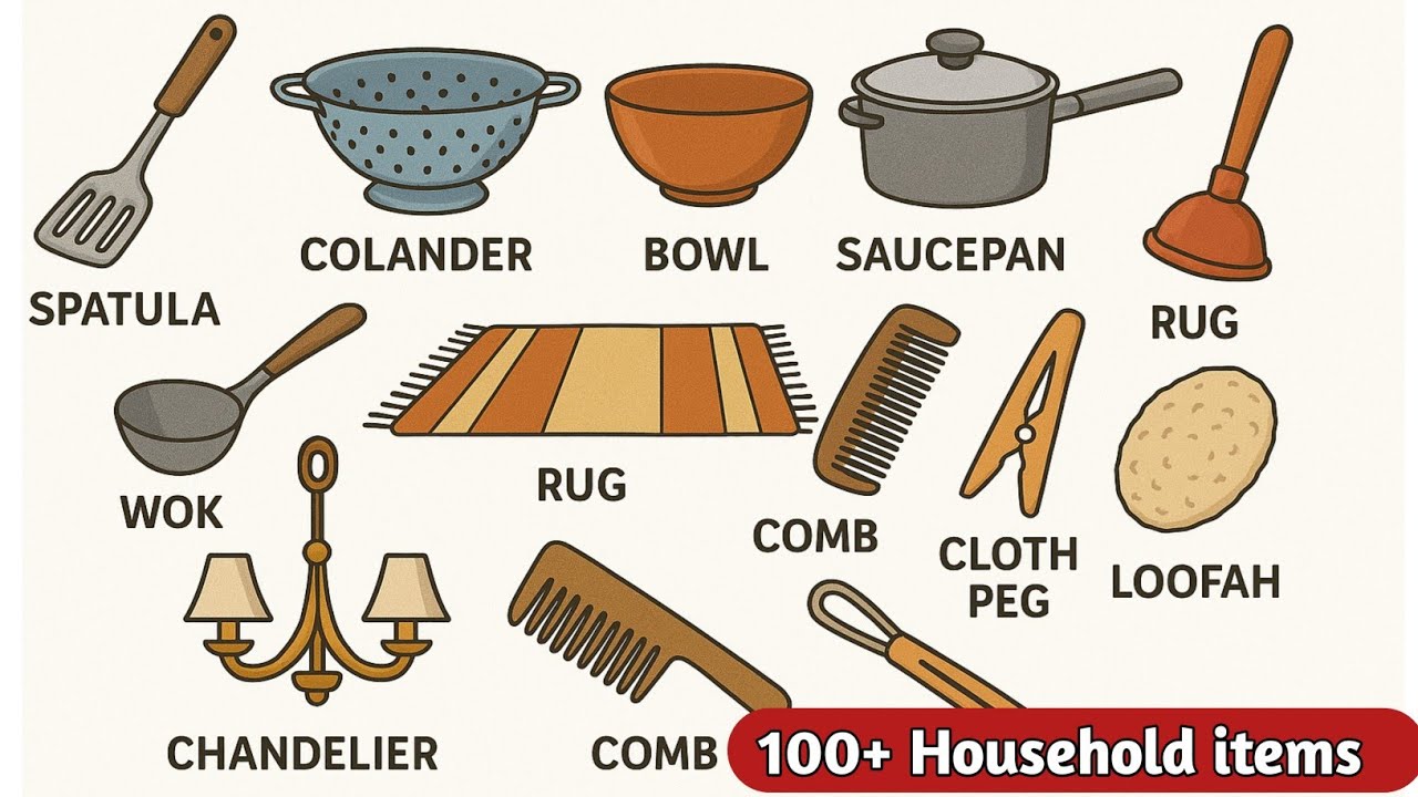 100 Household items with pictures | Household Vocabulary | kitchen Vocabulary | Household items name