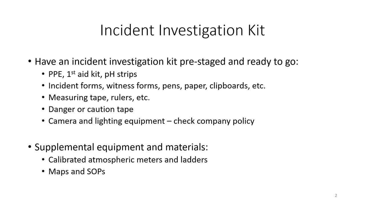 Episode 201 - Occupational Safety - Incident Investigation Kit