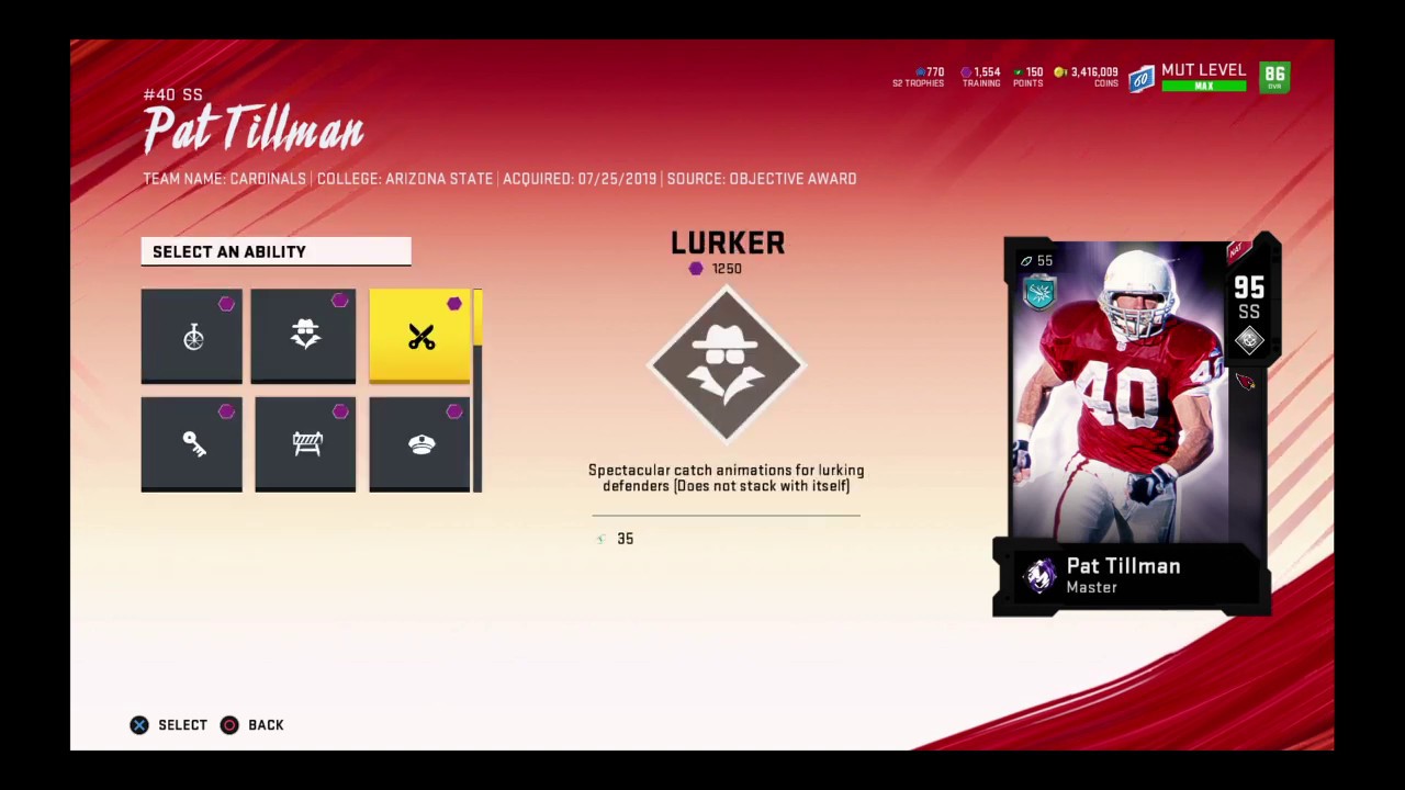 Completing 95 Overall MUT Master Pat Tillman In Madden 20