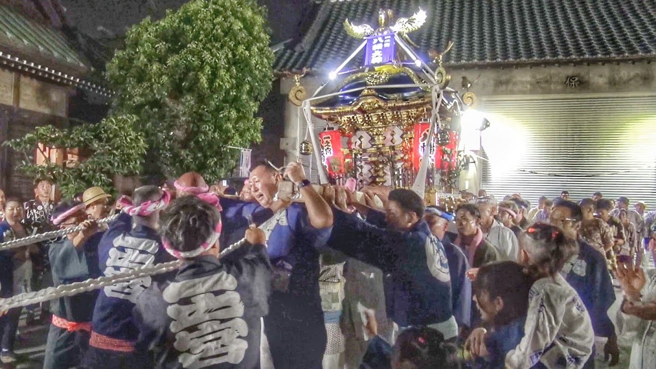 浜降祭 2025 前日23:45頃 一之宮八幡大神 神輿 宮立ち 2025.7.20∼21 神奈川県高座郡 寒川町 寒川神社 方面へ