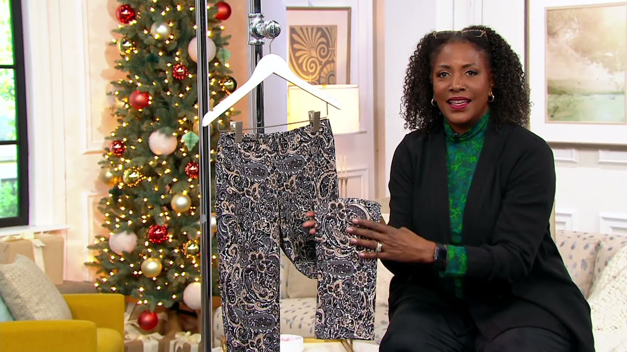 Isaac Mizrahi Live! 24/7 Stretch Paisley Slim Leg Pants on QVC