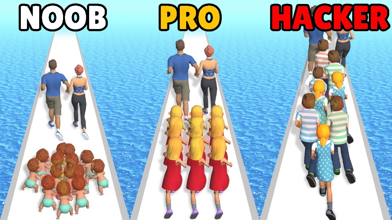 NOOB vs PRO vs HACKER in Family Run 3D