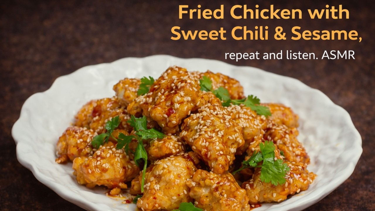 Crispy Whisper ASMR Fried Chicken with Sweet Chili & Sesame  No Talking