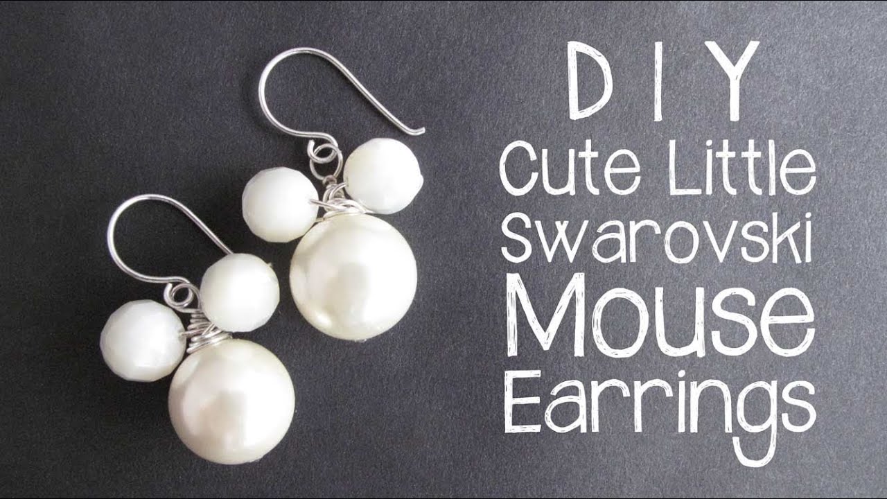 DIY Mouse Earrings with Swarovski Pearls - wire wrapping jewelry tutorial