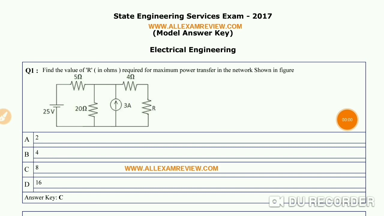 MPPSC AE ELECTRICAL ENGINEERING 2017 Answer Key/previous Year Question papers