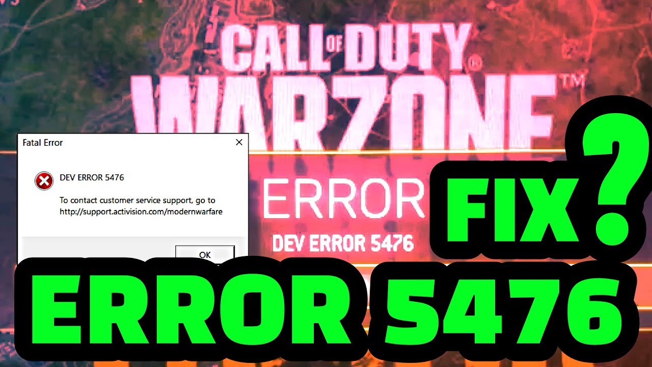 DEV ERROR 5476 WARZONE FIX ? PS4, PS5 & PC