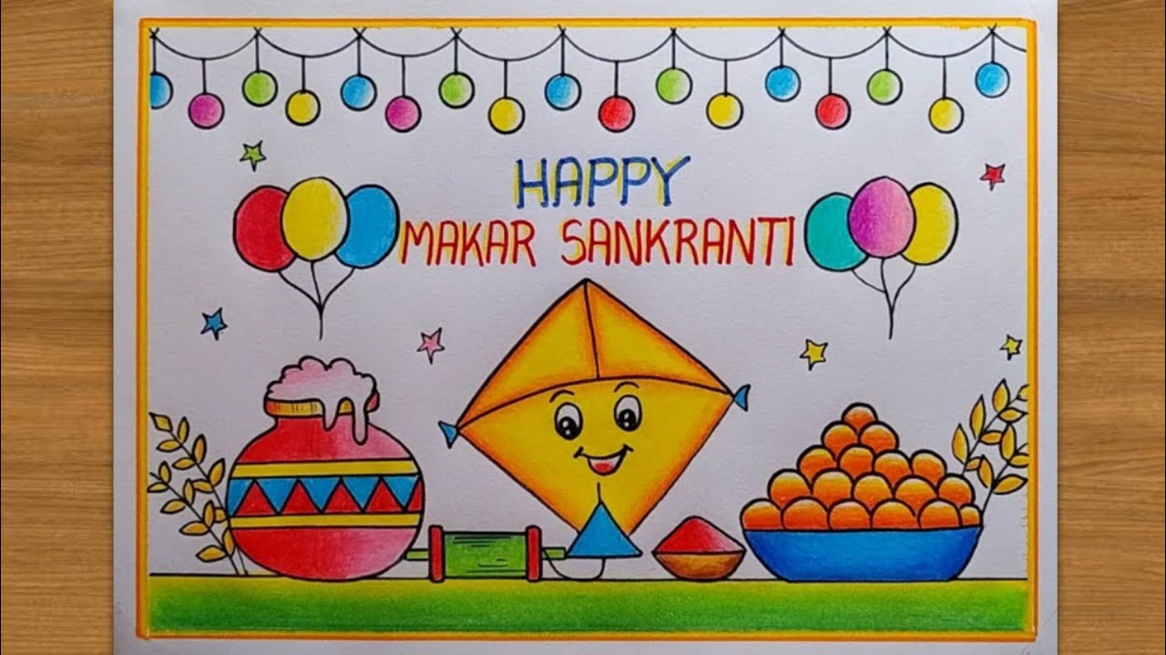 Makar Sankranti drawing easy| How to draw Makar Sankranti drawing|Happy Makar Sankranti drawing easy