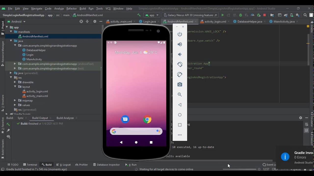 Simple Login and Registration App in Android Studio Tutorial