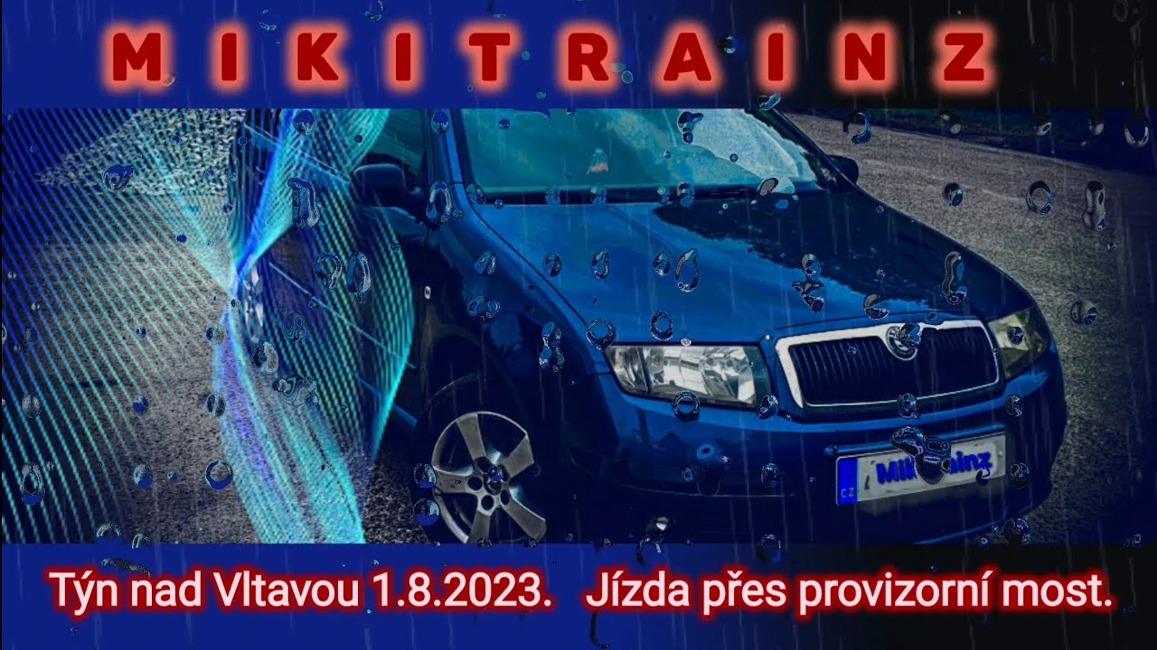 Týn nad Vltavou,1.8.2023., Jízda přes provizorní most.