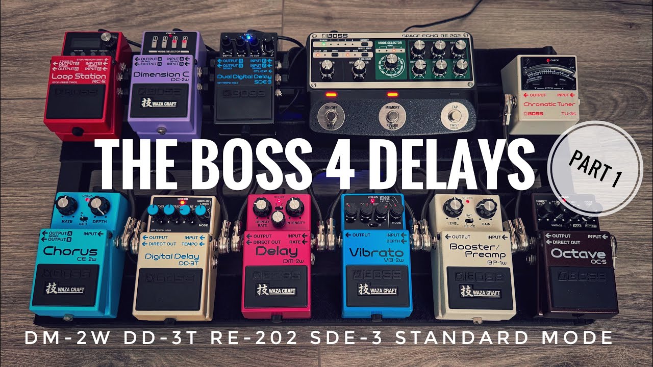 Boss Delay Topology Comparison: DM-2w Analog- DD-3T Digital - SDE-3 Dual Dig. - RE-202 Tape PART -1