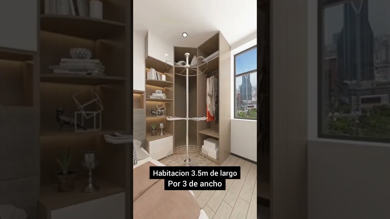 | habitacion 3m de largo por 3 de ancho | habitacion amoblada | dise&ntilde;o de habitaci&oacute;n | render |