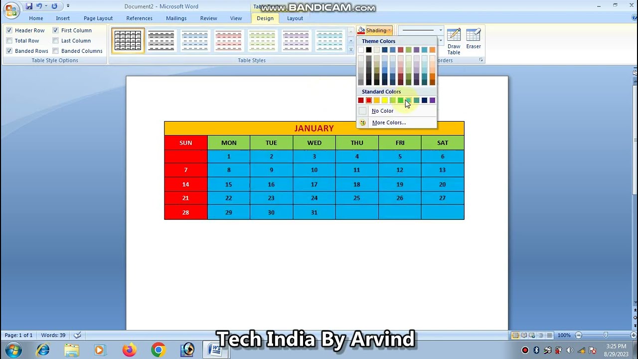 month calendar design in ms word| word me calender kaise banaye #calender2023 #wordtutorialinhindi