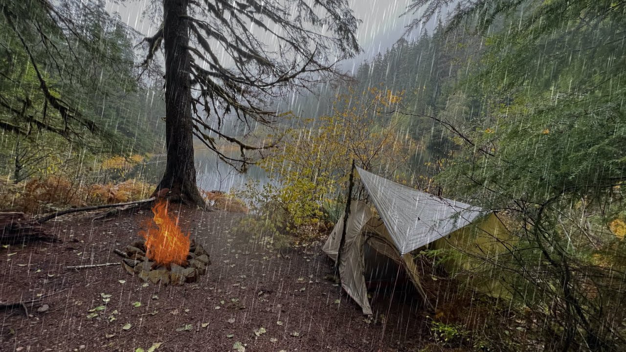 Camping in the RAIN | Solo Camping at a Remote Mountain Lake