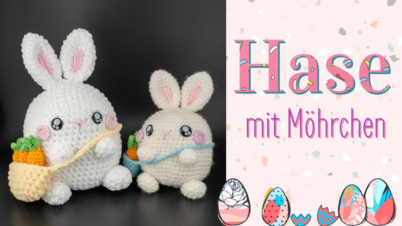 Häschen mit Möhrchen häkeln - Häkelanleitung by justMiko