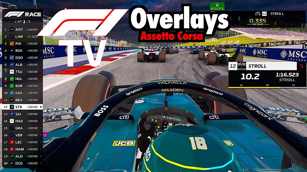 Как использовать накладки F1 2025 TV Assetto Corsa + Загрузки !! (Пока SimHub)