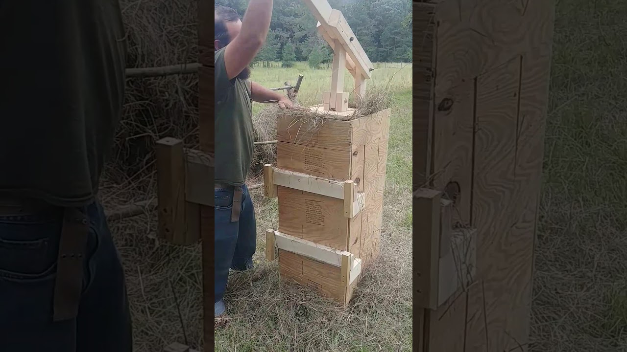 Home made hay baler. One sheet of plywood and 2 2x4's.
