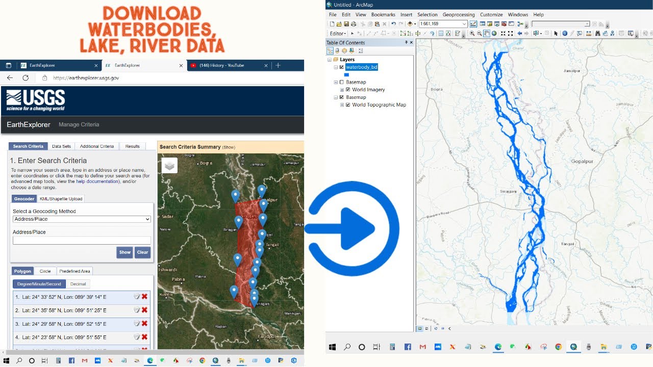 Загрузите данные о водоемах (Shapefile) для озер, рек, водно-болотных угодий любого местоположения