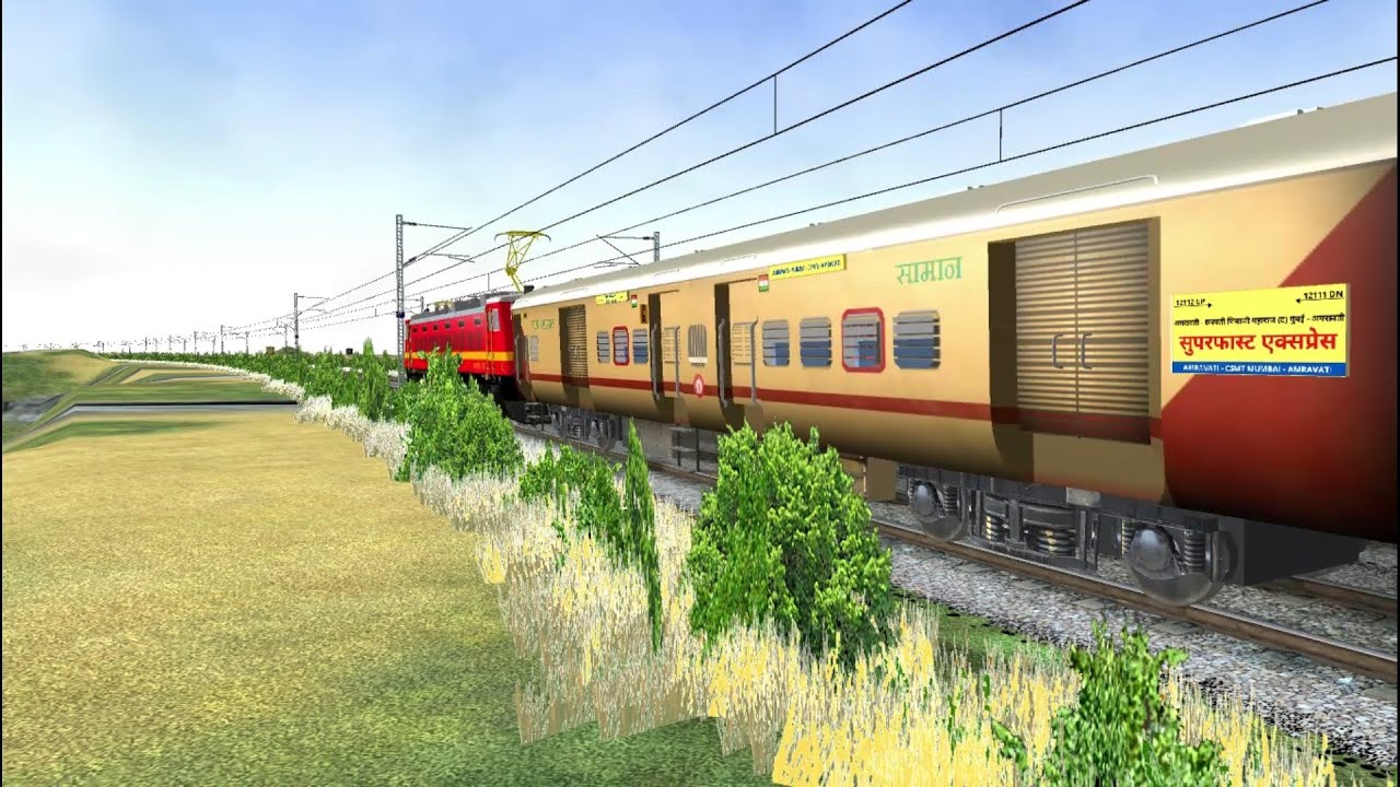 Train Slowly Crossing on Curve Towards Amla Jn. in Western Railway V7 Route.