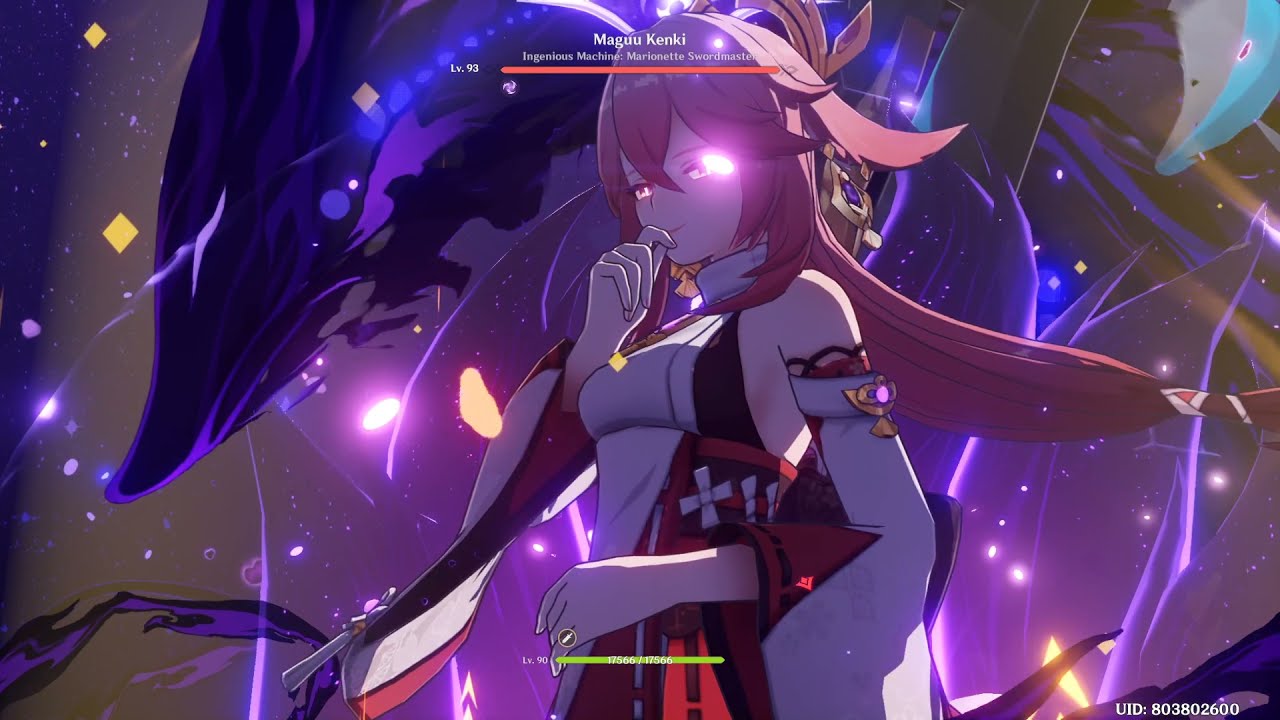 C0 Yae Miko Damage with R5 Widsth on Elemental Damage Proc