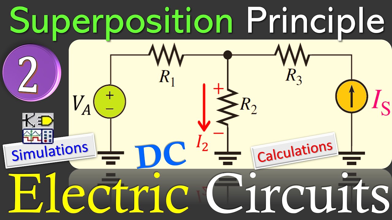 DC Electric Circuits 🌟 Superposition Principle - Current & Voltage Source | Calculation & Simulation