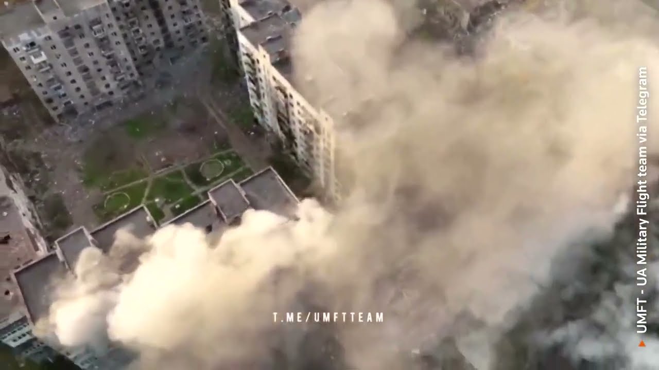 Drone shows artillery pounding devastated Bakhmut