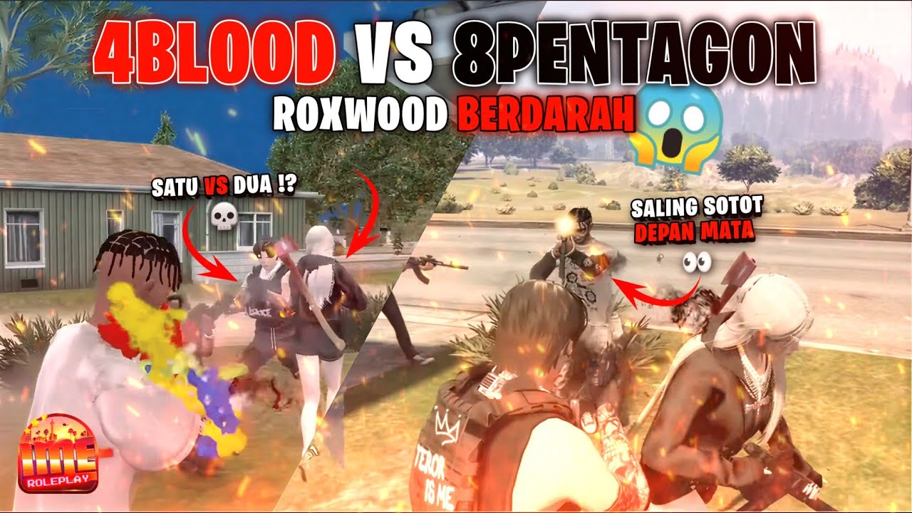 4BLOOD VS 8PENTAGON 😱 HOOD 4BLOOD ROXWOOD BERDARAH 🔥💀 - GTA V ROLEPLAY #imeroleplay #ime