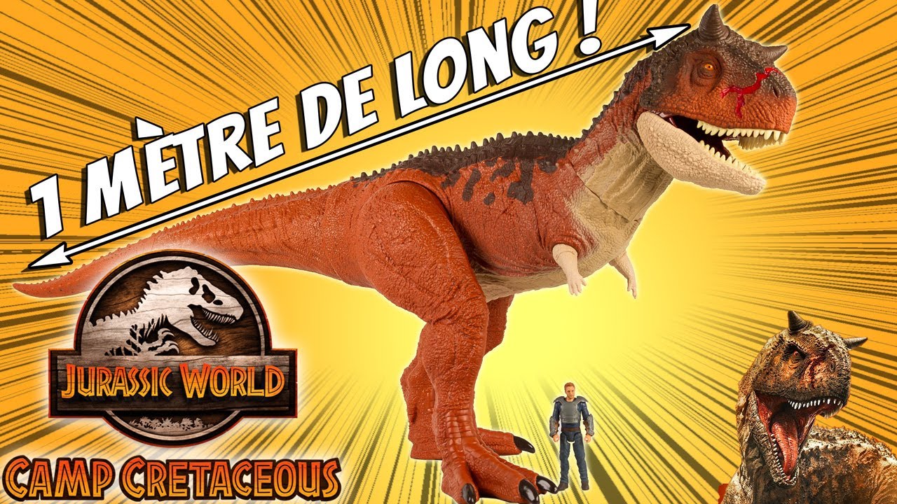 Ce Carnotaure de JURASSIC WORLD La Colo du Cr&eacute;tac&eacute; est g&eacute;ant ! Un Dinosaure colossal de 1 m&egrave;tre !
