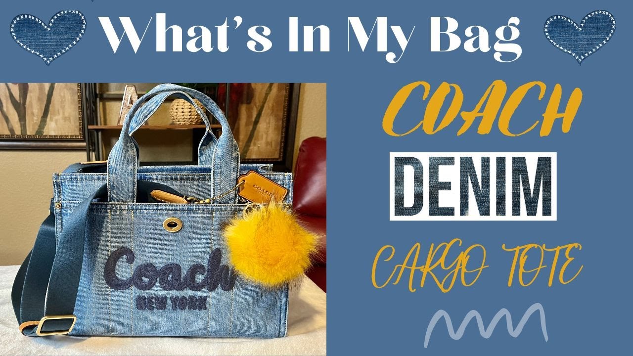 💙 WHAT'S IN MY BAG| COACH DENIM CARGO TOTE #whatsinmybag #coach