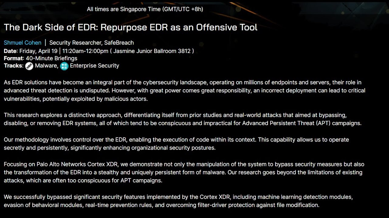 The Dark Side of EDR: Repurpose EDR as an Offensive Tool