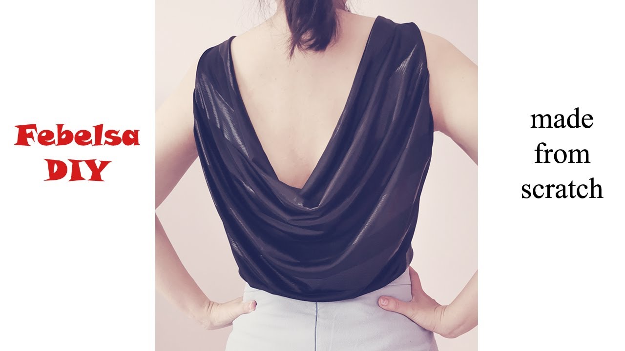 V039 How to make Draped back / Cowl back top - hướng dẫn may cổ đổ